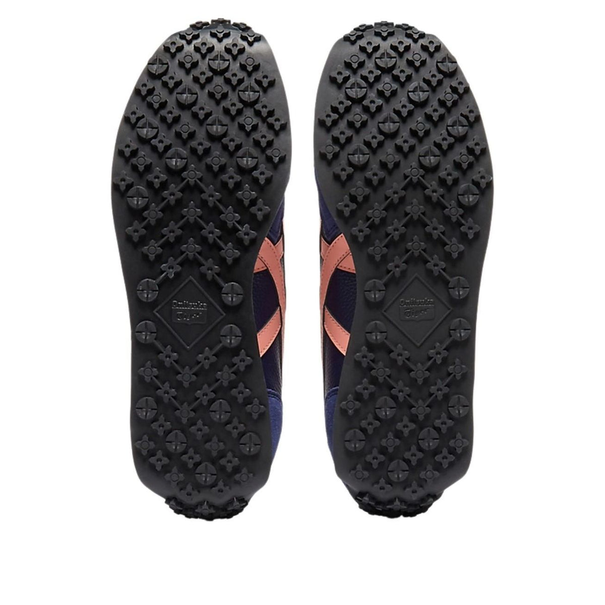 Onitsuka Tiger EDR 78 Peacoat Guava zoolprofiel met zwart trefoil-patroon en gestructureerde grip