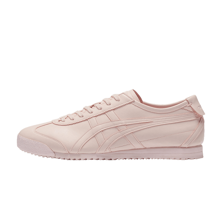 Onitsuka Tiger Mexico 66 Cactful-S Pink, zijaanzicht van roze sneaker met gestikt swoosh-patroon en witte zool