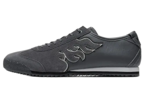Onitsuka Tiger Mexico 66 SD Flame Carrier Grey Black, zijaanzicht met grijze nubuck en zwarte details