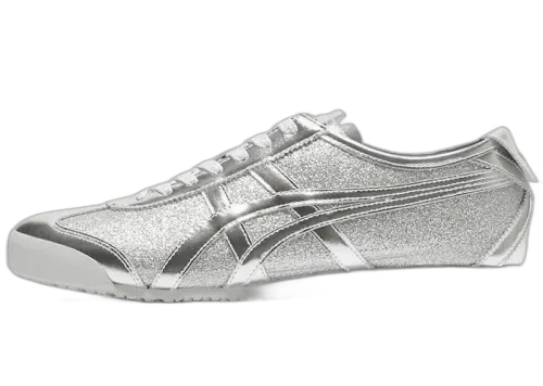 Onitsuka Tiger Mexico 66 Glitter Pack Pure Silver, zijaanzicht met glitterend zilver en metallic accenten