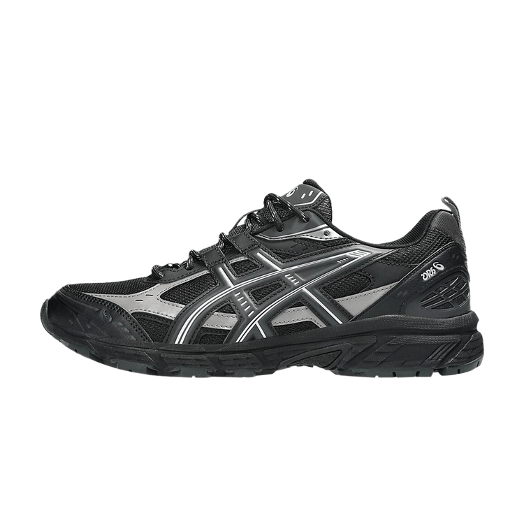 ASICS Gel-Nunobiki Graphite Grey Black zijaanzicht, zwart-wit colorway met mesh en synthetische panelen, zichtbare Gel-zool