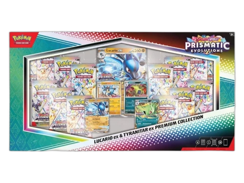 2025 Pokémon Scarlet & Violet Prismatic Evolutions Lucario ex & Tyranitar ex Premium Collection (Sam's Club Exclusive)