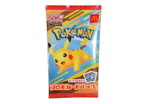 2025 Pokémon XY Mc'Donalds Promo Mega Sealed Single Pack verpakking met Pikachu en gele/blauwe kleuren