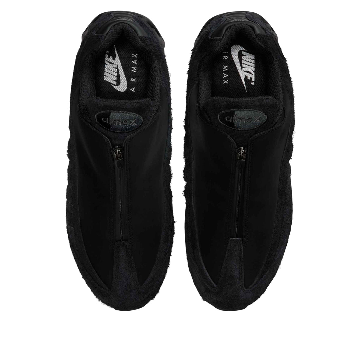 Nike Air Max 95 Zip SP Black, bovenaanzicht toont ritssluiting en Air Max branding op tong