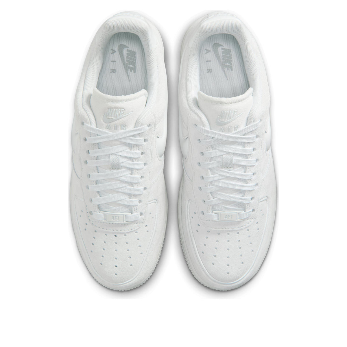 Nike Air Force 1 Low '07 Off White Light Smoke Grey, bovenaanzicht van beide schoenen met geperforeerde details