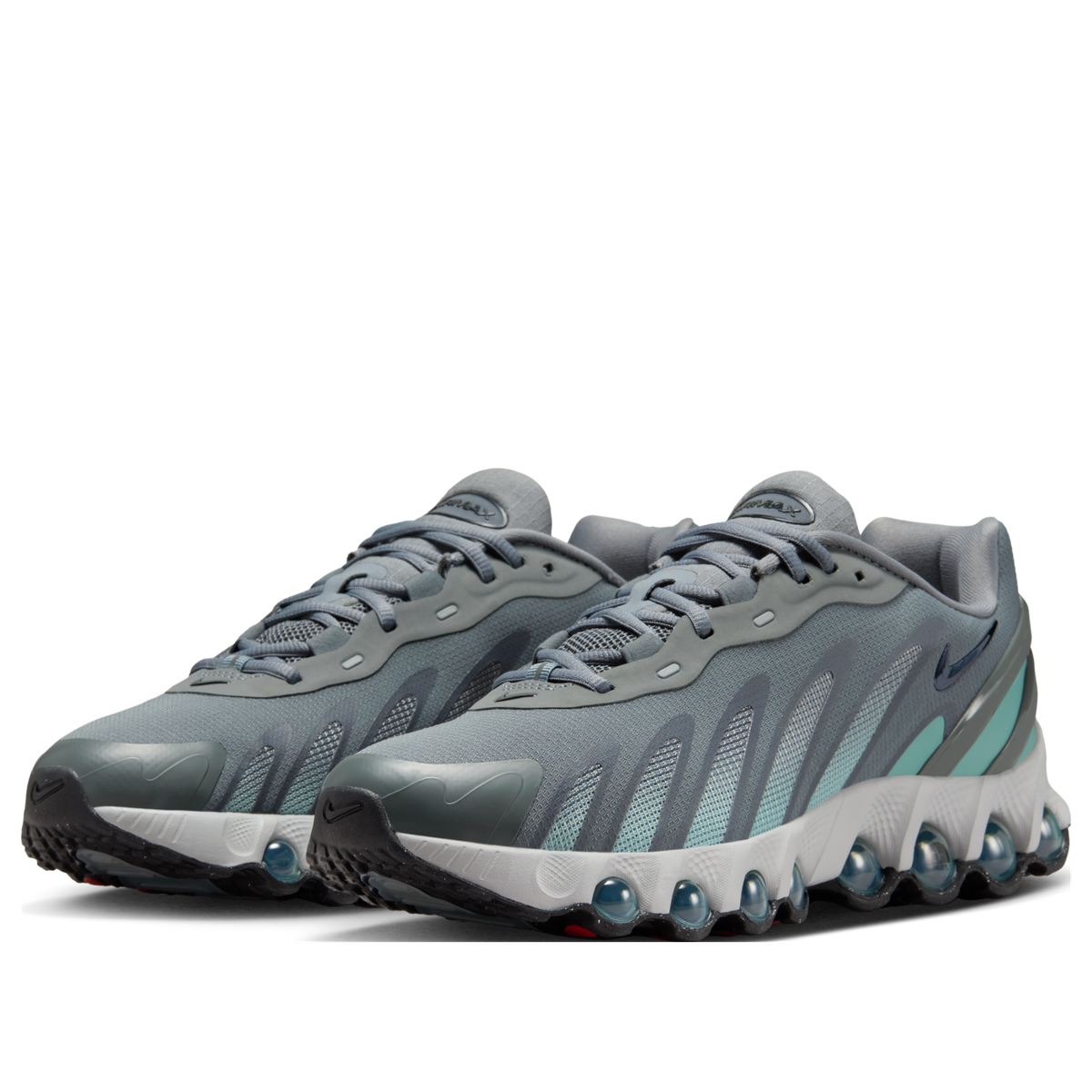 Nike Air Max Dn8 Cool Grey Cannon driekwart aanzicht paar, mesh upper met diagonale stiksels