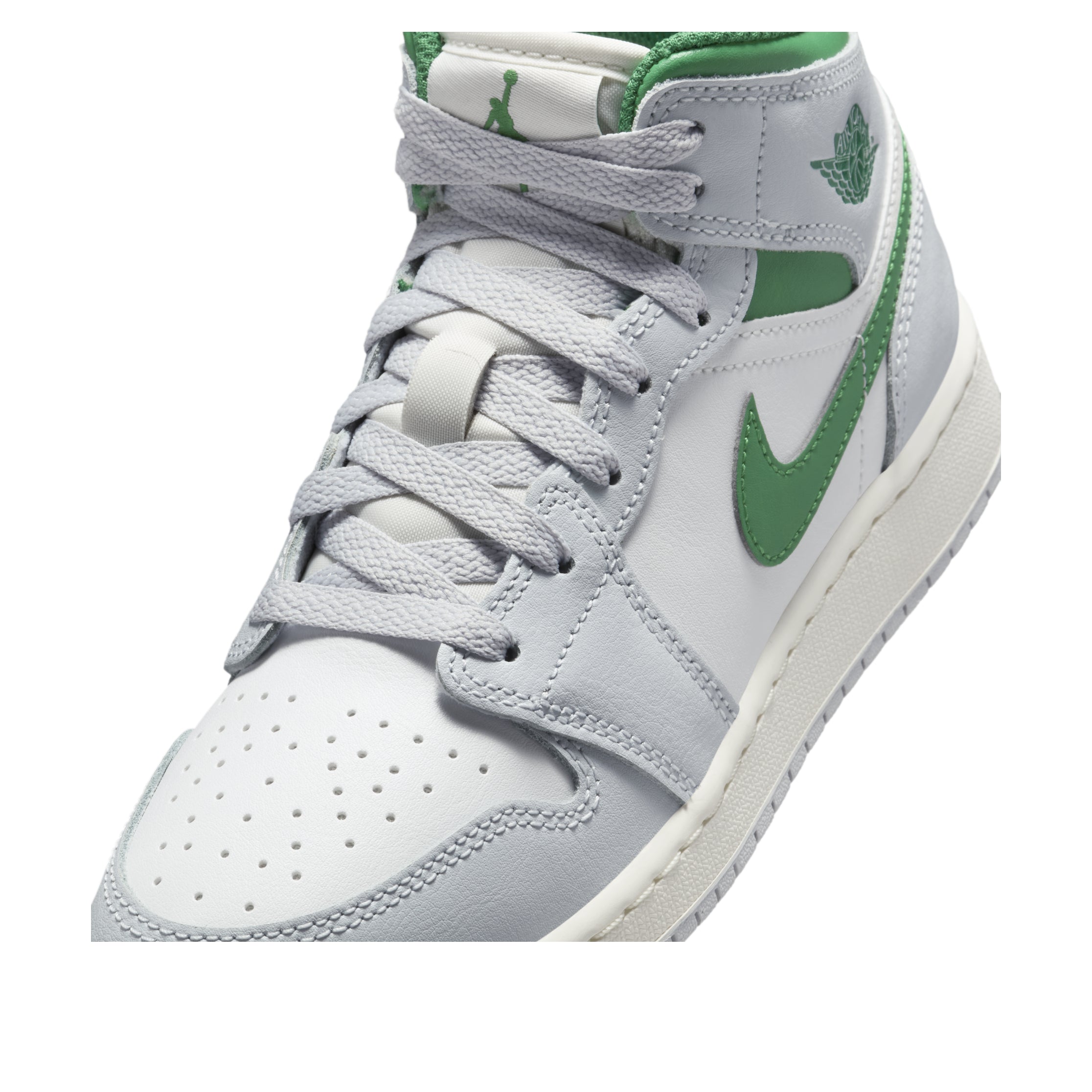Jordan 1 Mid White Pure Platinum Pine Green (GS)