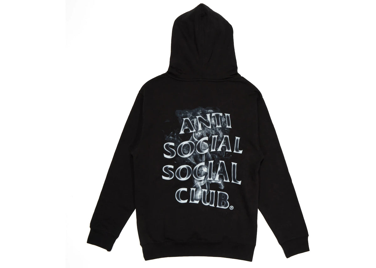 Anti Social Social Club Burnout Hoodie Black, vooraanzicht met capuchon en worn-out tekstprint