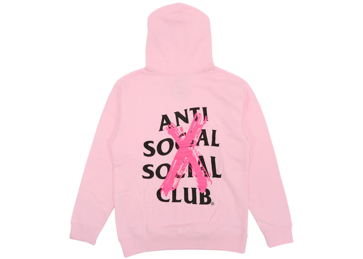 Anti Social Social Club Cancelled Hoodie Pink, achteraanzicht detailfoto van het logo op de rug