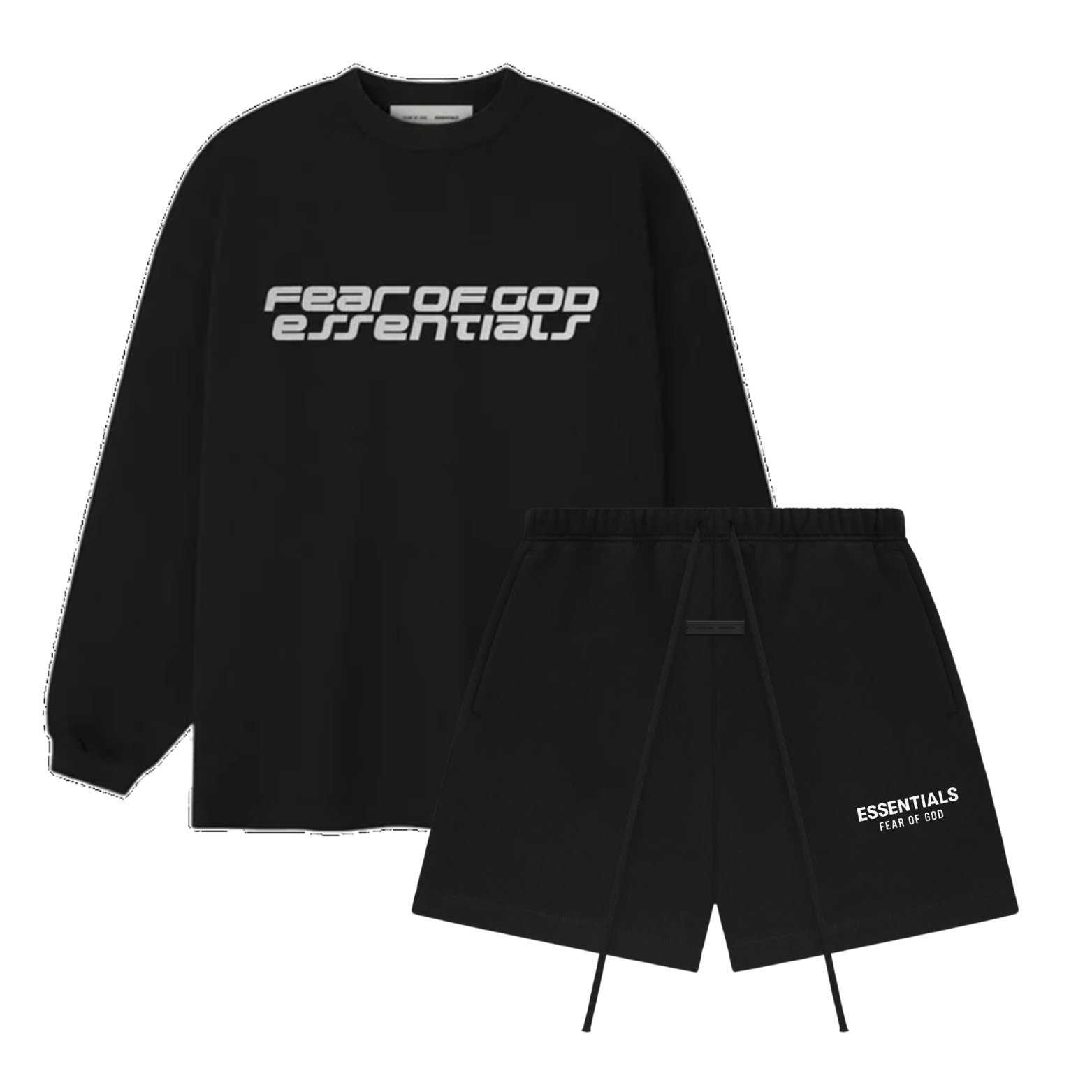 Fear of God Essentials 90s Longsleeve Vintage Black + Shorts