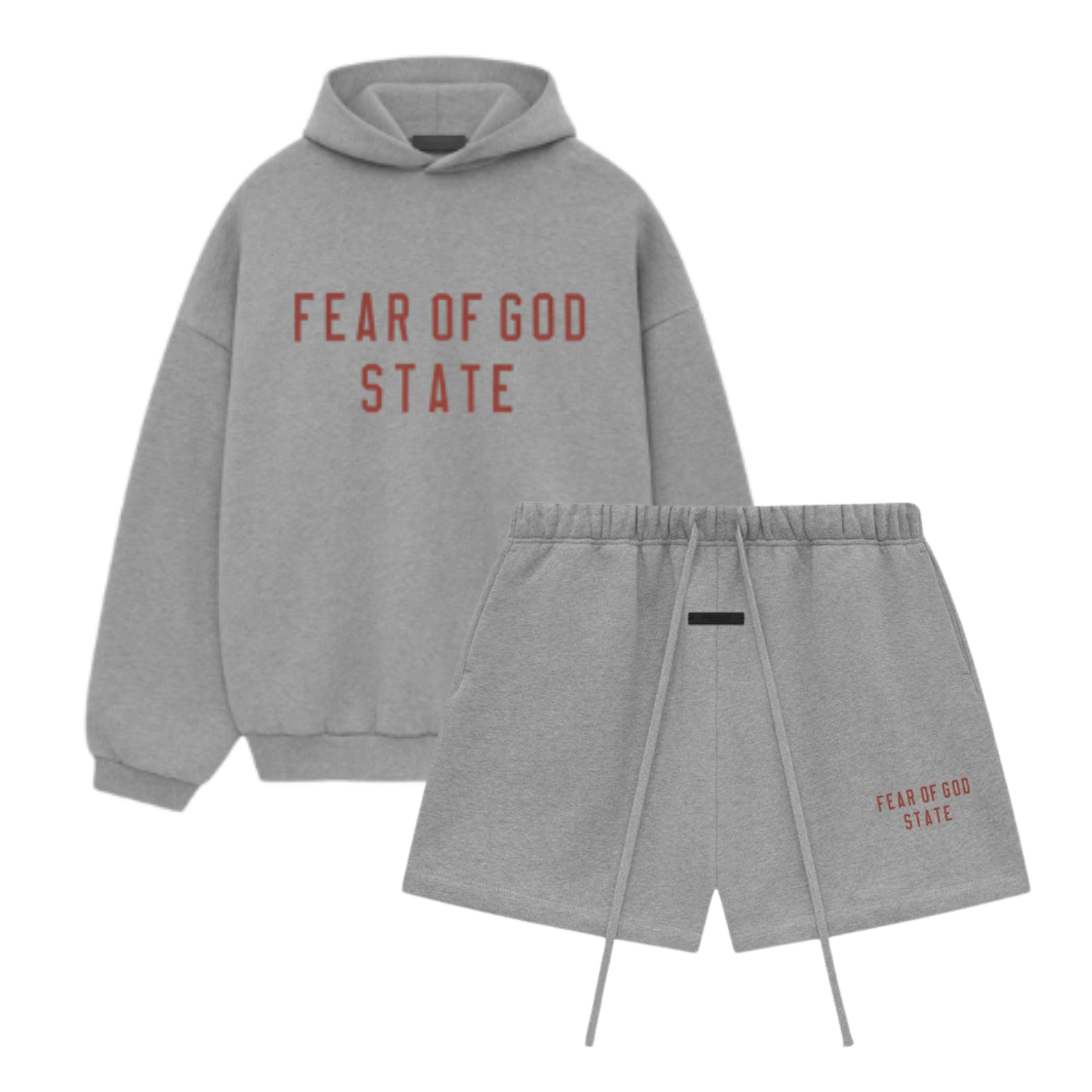 Fear of God Essentials Dark Heather Hoodie + Shorts