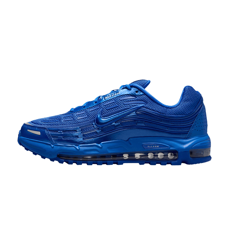 Nike Air Max TL 2.5 Hyper Royal zijaanzicht, volledig blauw met mesh en Air unit zool