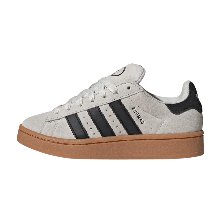 adidas Campus 00s 'Orbit Grey Core Black White' zijaanzicht met crème suède en zwarte strepen