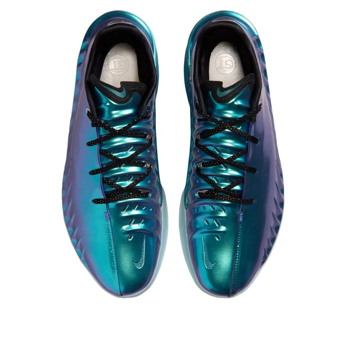 Nike Air Zoom GT Cut 4 Preheat bovenaanzicht met metallic afwerking en zwarte veters