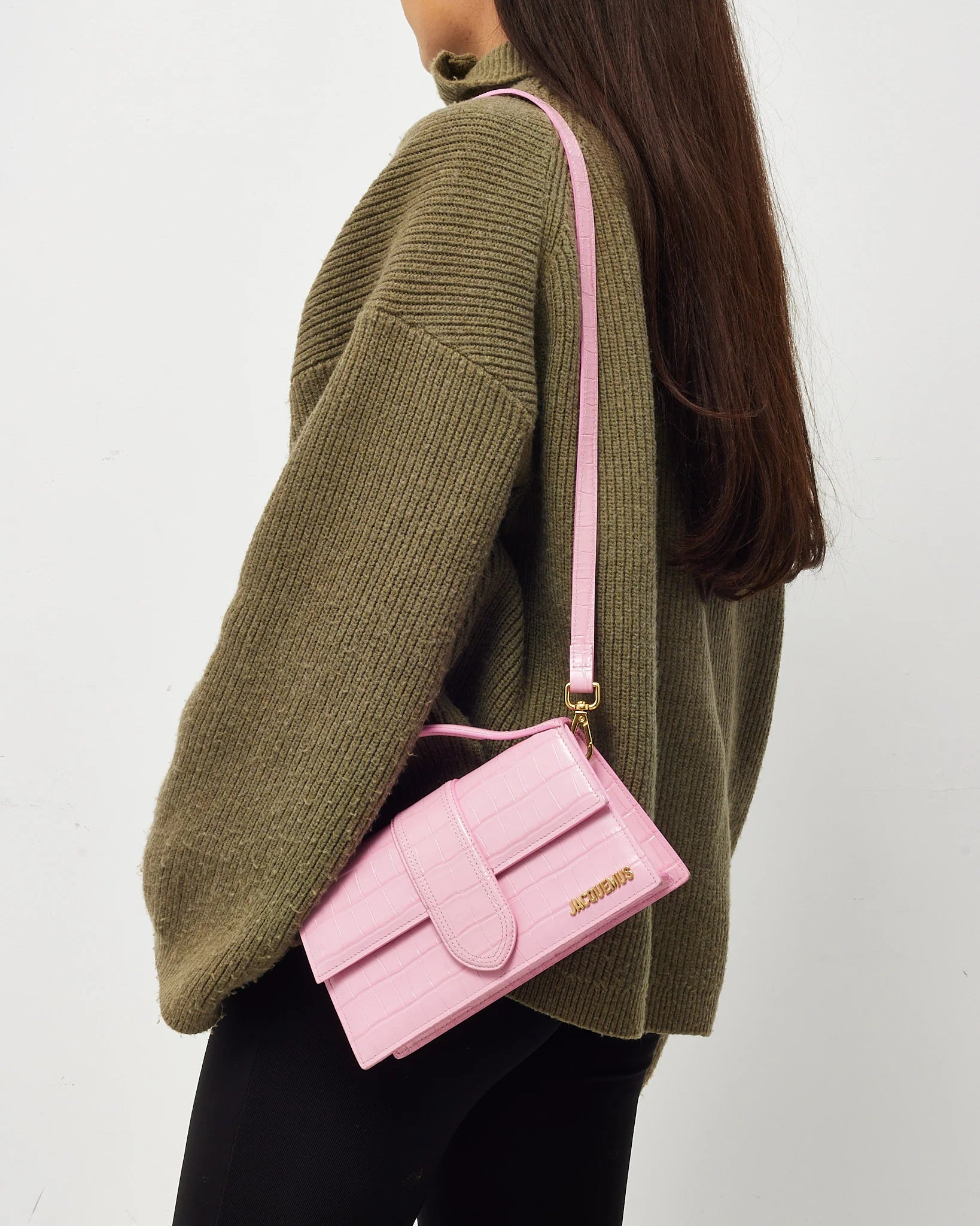 Jacquemus Le Grand Bambino Croco Pink