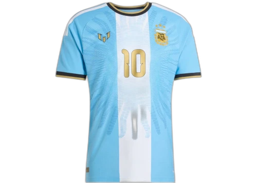 adidas Argentina Messi 10 26 Authentic Jersey Light Blue, vooraanzicht met lichtblauwe en witte strepen