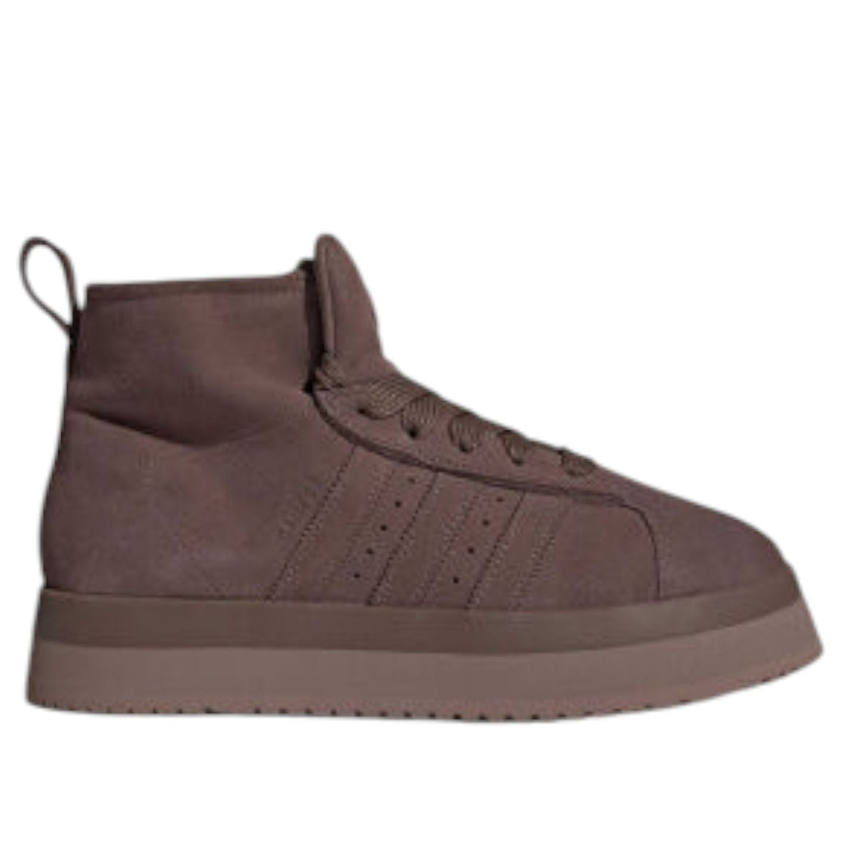 adidas Campus 00s Winter Mid Brown, achteraanzicht met duidelijk zichtbare dikke platformzool