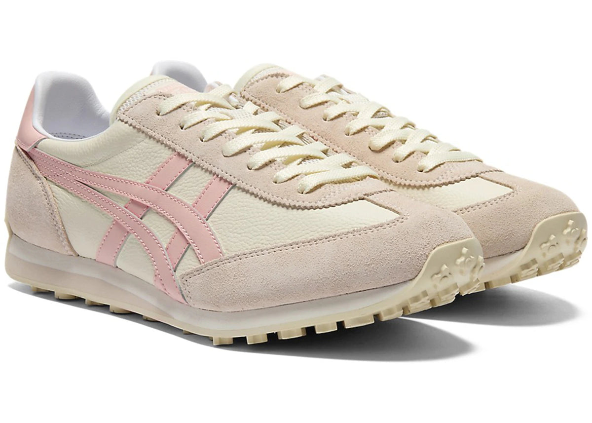 Onitsuka Tiger EDR 78 Cream Ginger Peach, paar met crème veters, roze strepen en rubber zool