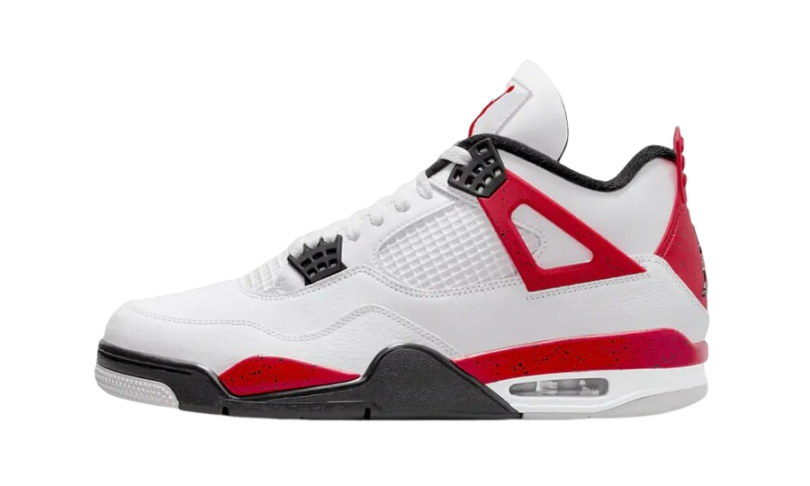 Nike Air Jordan 4 Retro Red Cement sneaker in white, red, and black with a classic high-top design, exclusive European release, embodying The real deal.