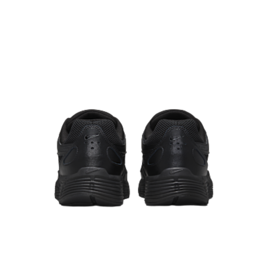 Rear view of Nike P-6000 Premium Triple Black sneakers showcasing exclusive black design and durable materials, representing The real deal in European sneaker style.