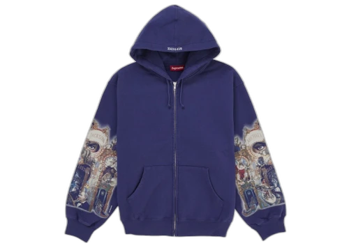 Supreme Michael Jackson Dangerous Zip Up Hooded Sweatshirt Washed Navy