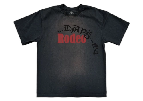 Travis Scott Cactus Jack x Sp5der Days Before Rodeo I Tee Black, vooraanzicht met rood en zwart gedrukte grafiek