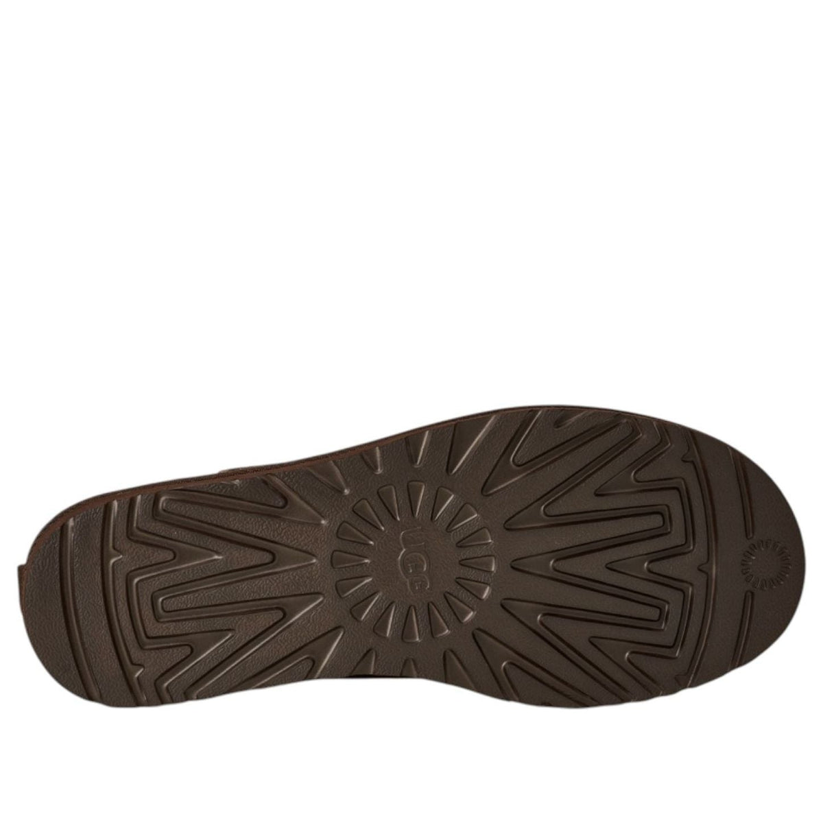 UGG Classic Mini II Boot Dusted Cocoa zoolprofiel toont geprofileerde rubberzool met logo